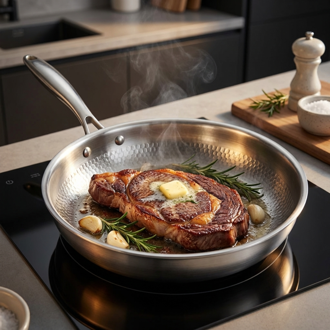 Titanium Hammered Pan + Utensil